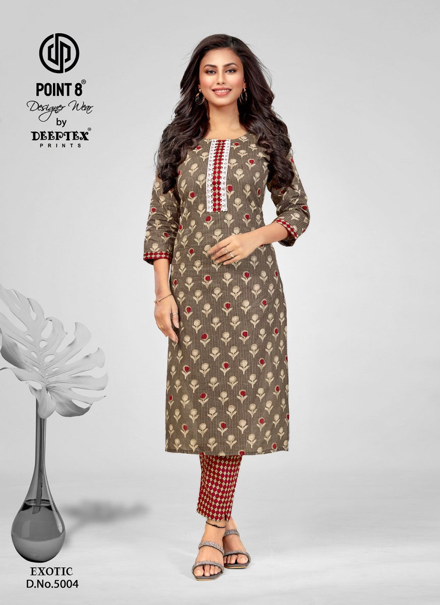 Exotic Vol 5 By Deeptex 5001 To 5008 Kurti With Bottom Wholesale Market In Surat

